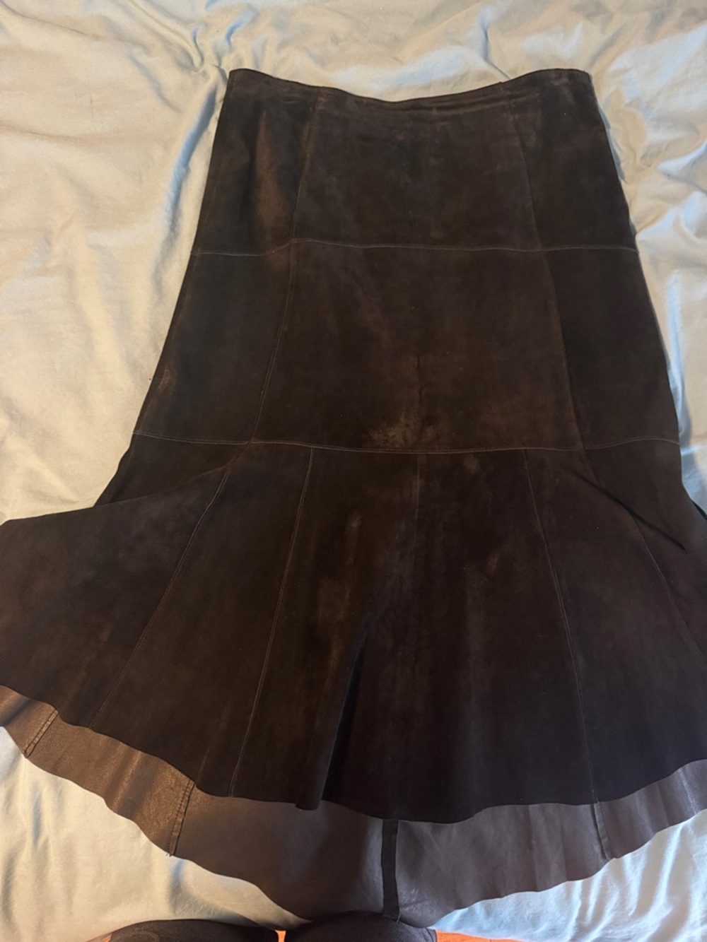 CAbi Dark Brown Suede A-Line Flared Skirt